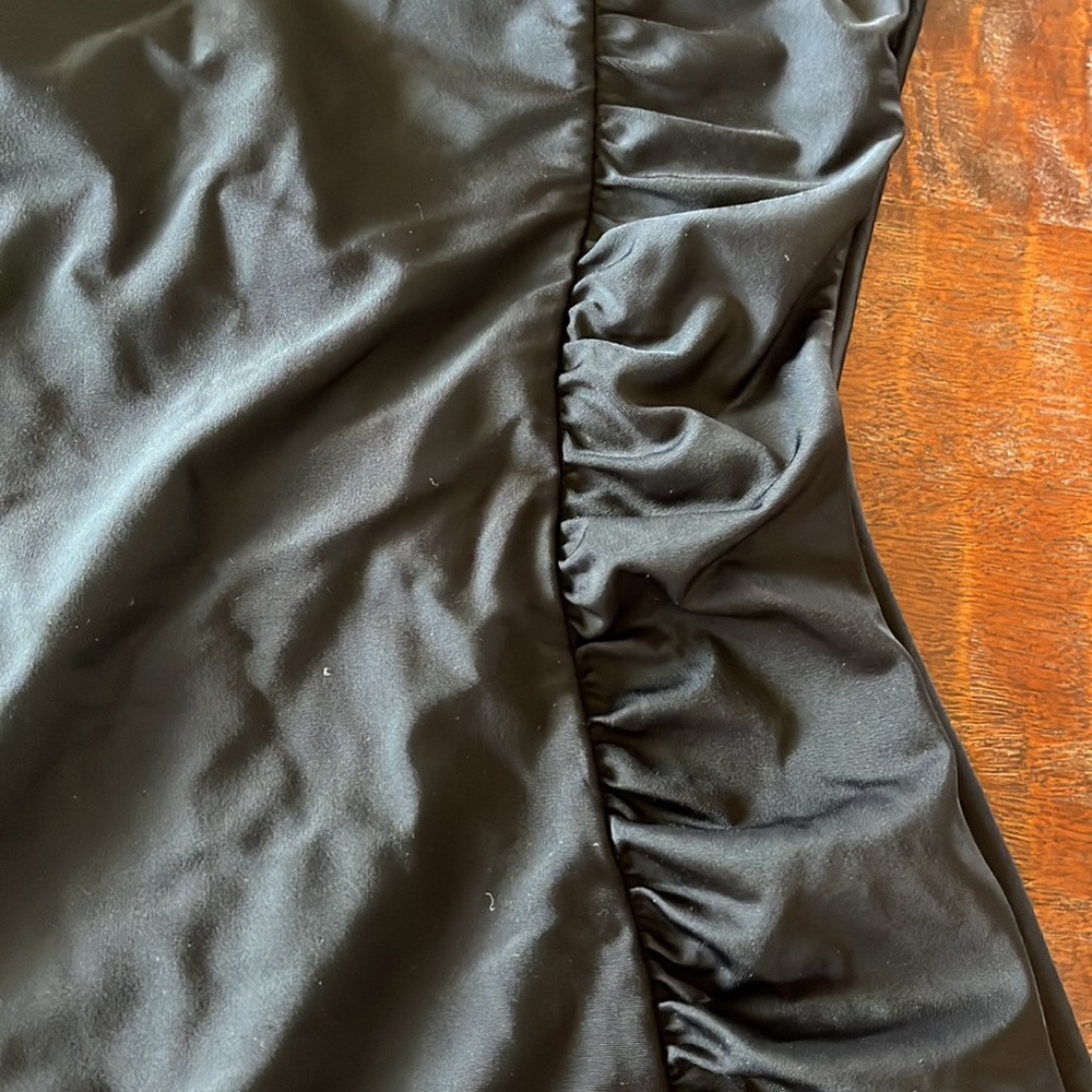 Speedo Solid Black Shirred Conservative One Piece… - image 2